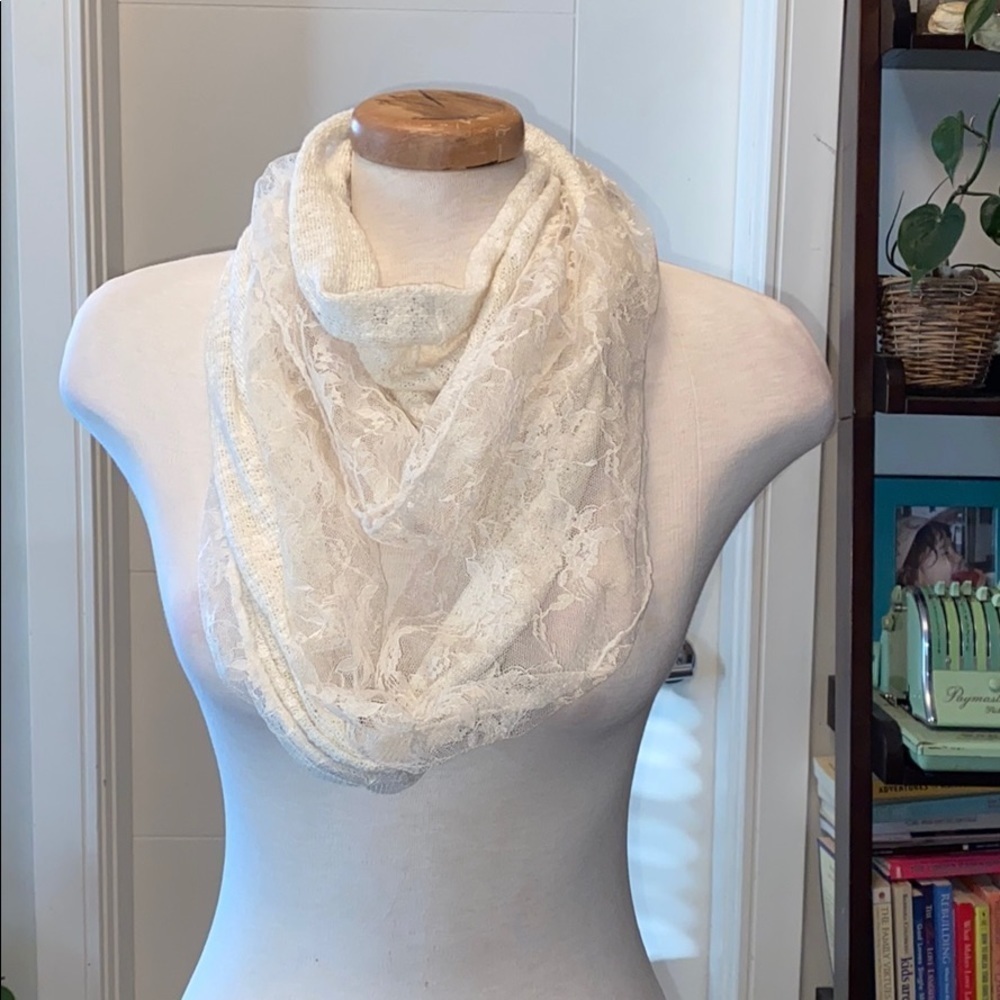 Cream coloured lace scarf